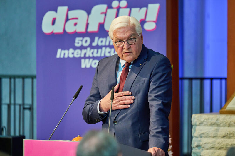 Bundespräsident Frank-Walter Steinmeier beim Festakt in Berlin (epd-bild/Christian Ditsch)